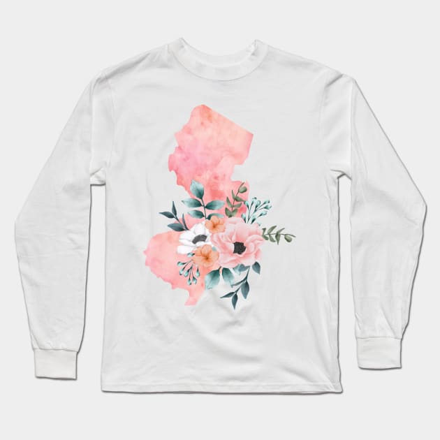 New Jersey Floral Long Sleeve T-Shirt by bloomnc